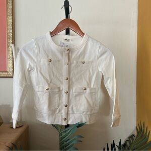 J. Crew Crewcuts Girls' Fleece Lady Jacket Cardigan Sweater Ivory NWT Sz S (6-7)